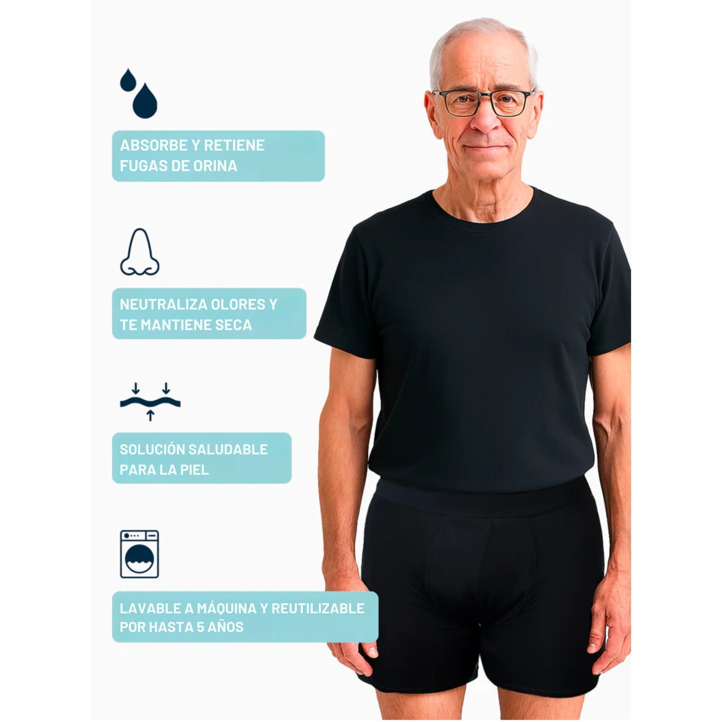 BOXERS ULTRA-ABSORBENTES PARA INCONTINENCIA